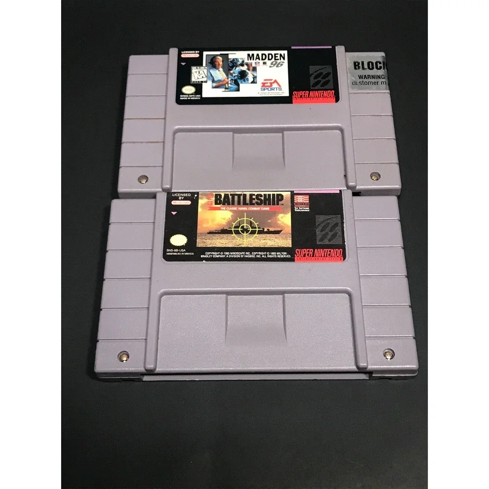 SNES Super Nintendo games Super Battleship and Madden 96 TESTED